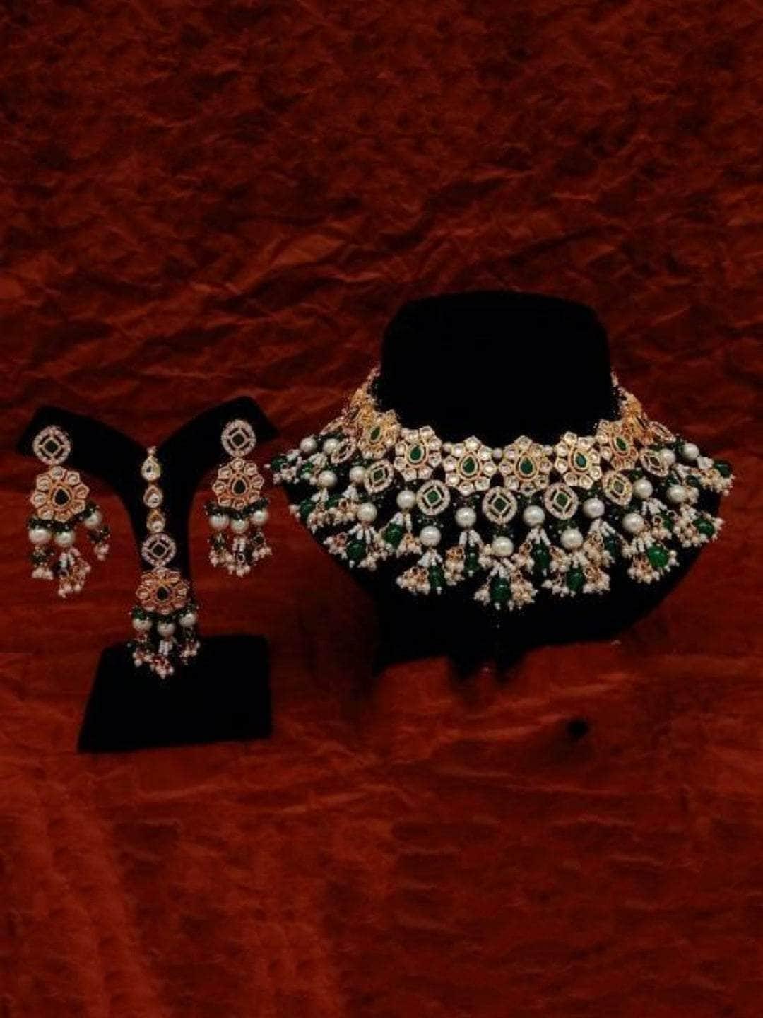 Ishhaara Drop Layered Choker Earring And Teeka Set