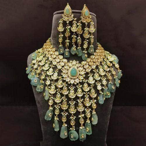 Ishhaara Drop Stone Diya Tassel Necklace Set