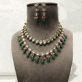 Ishhaara Green Dual Layered AD Victorian Necklace Set