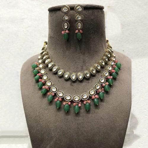 Ishhaara Dual Layered Ad Victorian Necklace Set