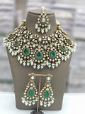 Ishhaara Green Elegant Kundan Meenakari Necklace
