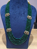 Ishhaara Green Elegant Long American Diamond Necklace Set