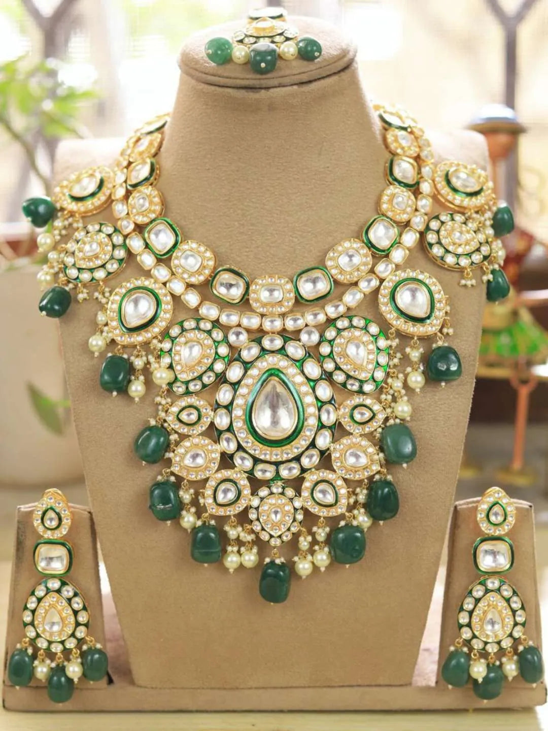 Ishhaara Light Green Elegant Maharani Bridal Set