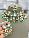Ishhaara Green Elegant Stone Studded Polki Neckalce
