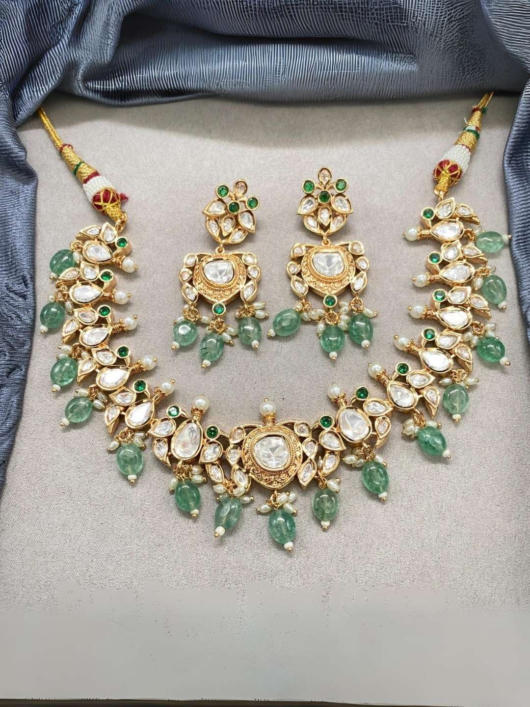 Ishhaara Green Elegant Victorian Kundan Studded Choker Necklace