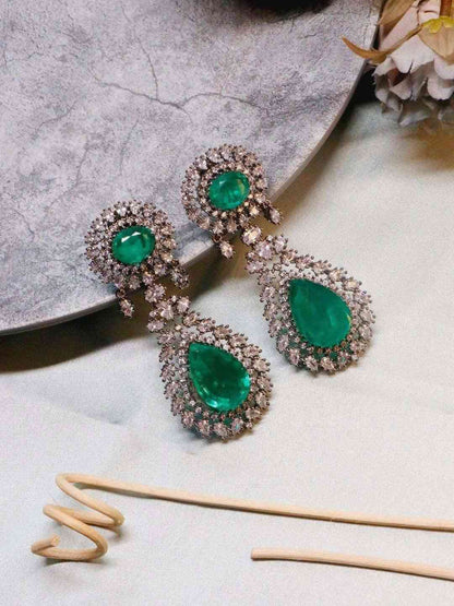 Ishhaara Emerald Statement Earring Green