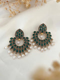 Ishhaara Green Ethnic Retro Chandbali Earrings