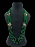Ishhaara Green Exclusive Handcrafted Beads Polki Necklace Set