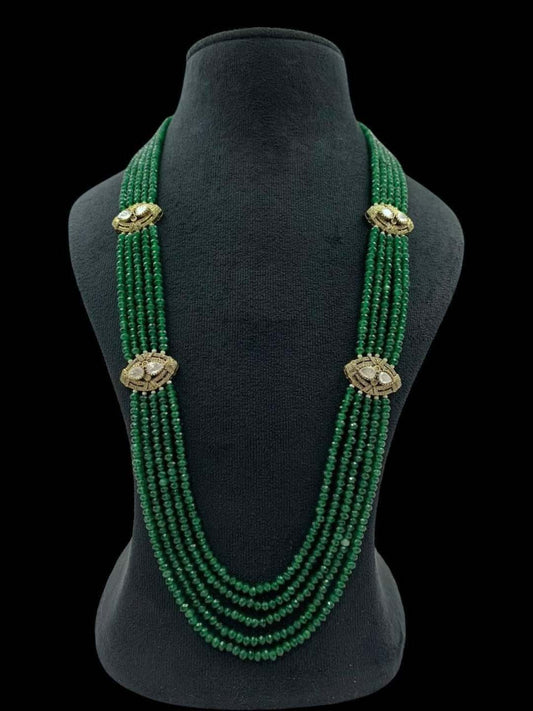 Ishhaara Green Exclusive Handcrafted Beads Polki Necklace Set