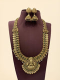 Ishhaara Green Ganeshji Studded Nakshi Temple Long Necklace