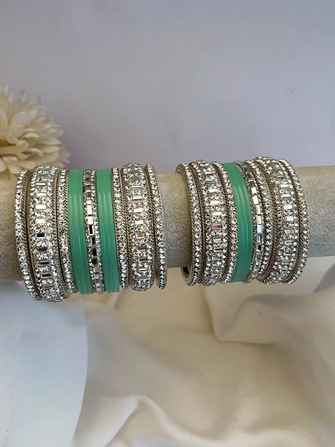 Ishhaara Black Gemstone Studded Traditional Bangle Set