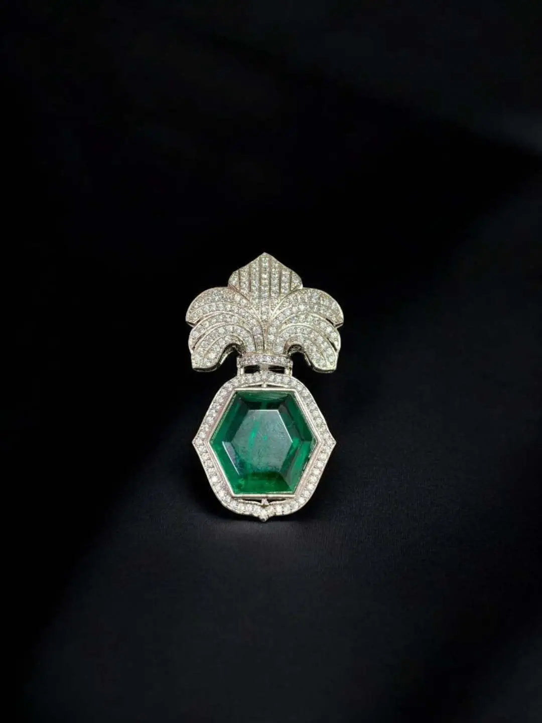 Ishhaara Green Geometric Egyptian Sapphire Brooch
