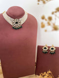 Ishhaara Green Gold Plated Kundan Stone Embellished Necklace Set