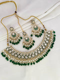Ishhaara Green Gold Plated Traditional Kundan Pearl Choker Necklace