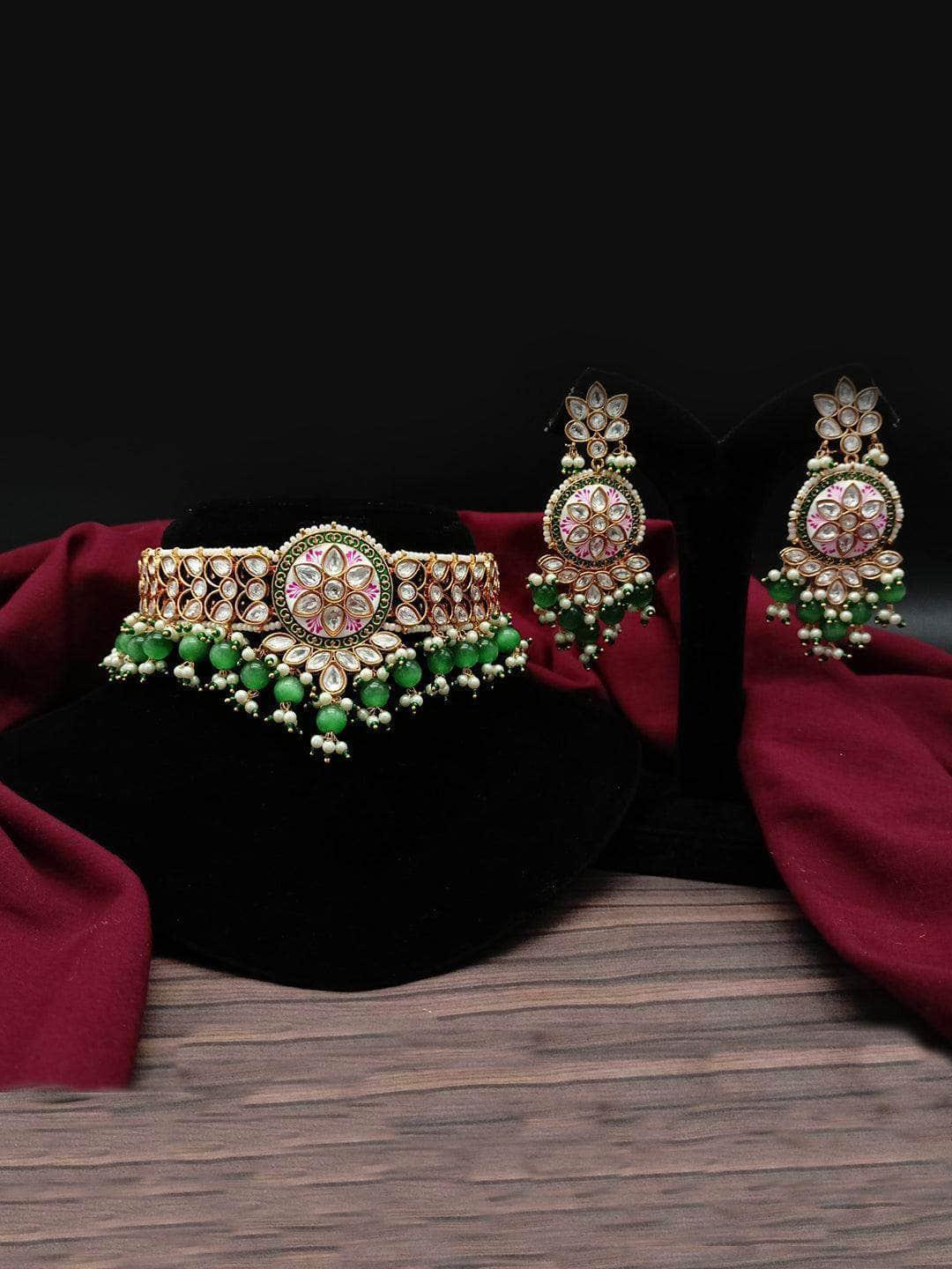 Ishhaara Hand Painted Kundan Patch Choker