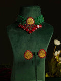 Ishhaara Hand Painted Meenakari Tear Drop Pendant Choker Necklace