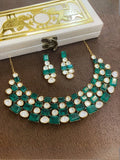 Ishhaara Green Handcrafted Semi Precious Stone Studded Necklace