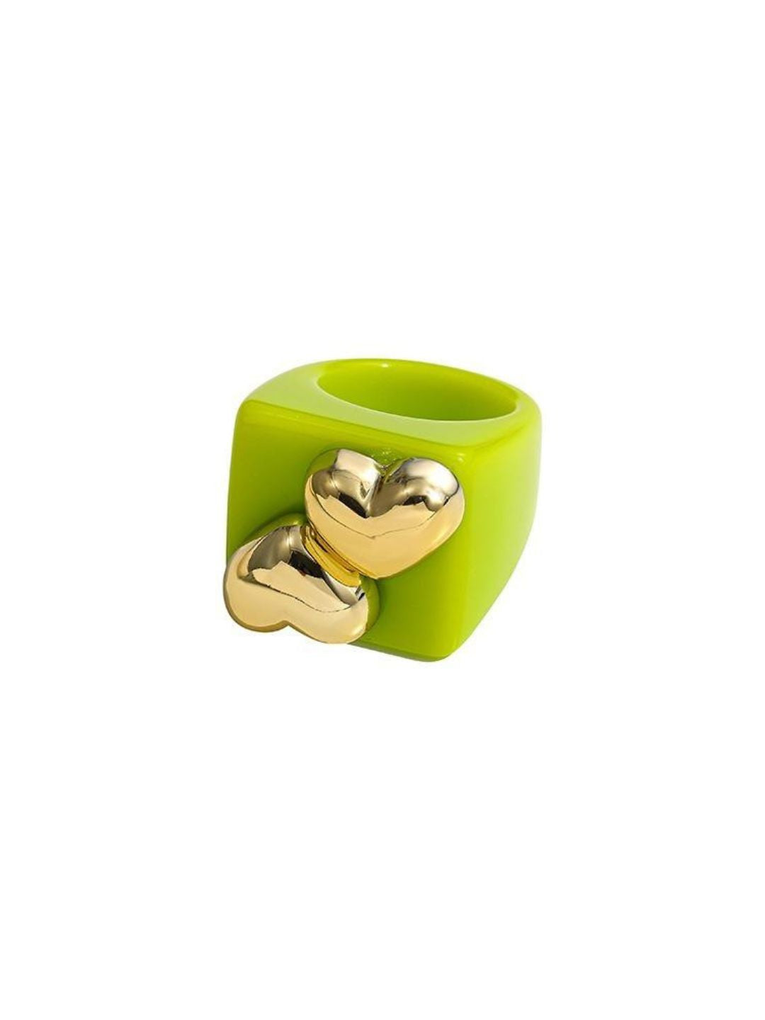 Ishhaara Green Heart Shaped Acrylic Square Rings