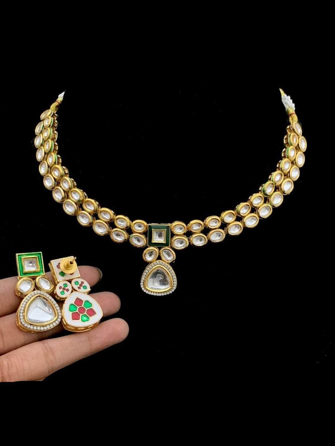 Ishhaara Green Hill Kundan Necklace