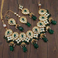 Ishhaara Green Invert Drop Jumki Necklace Set