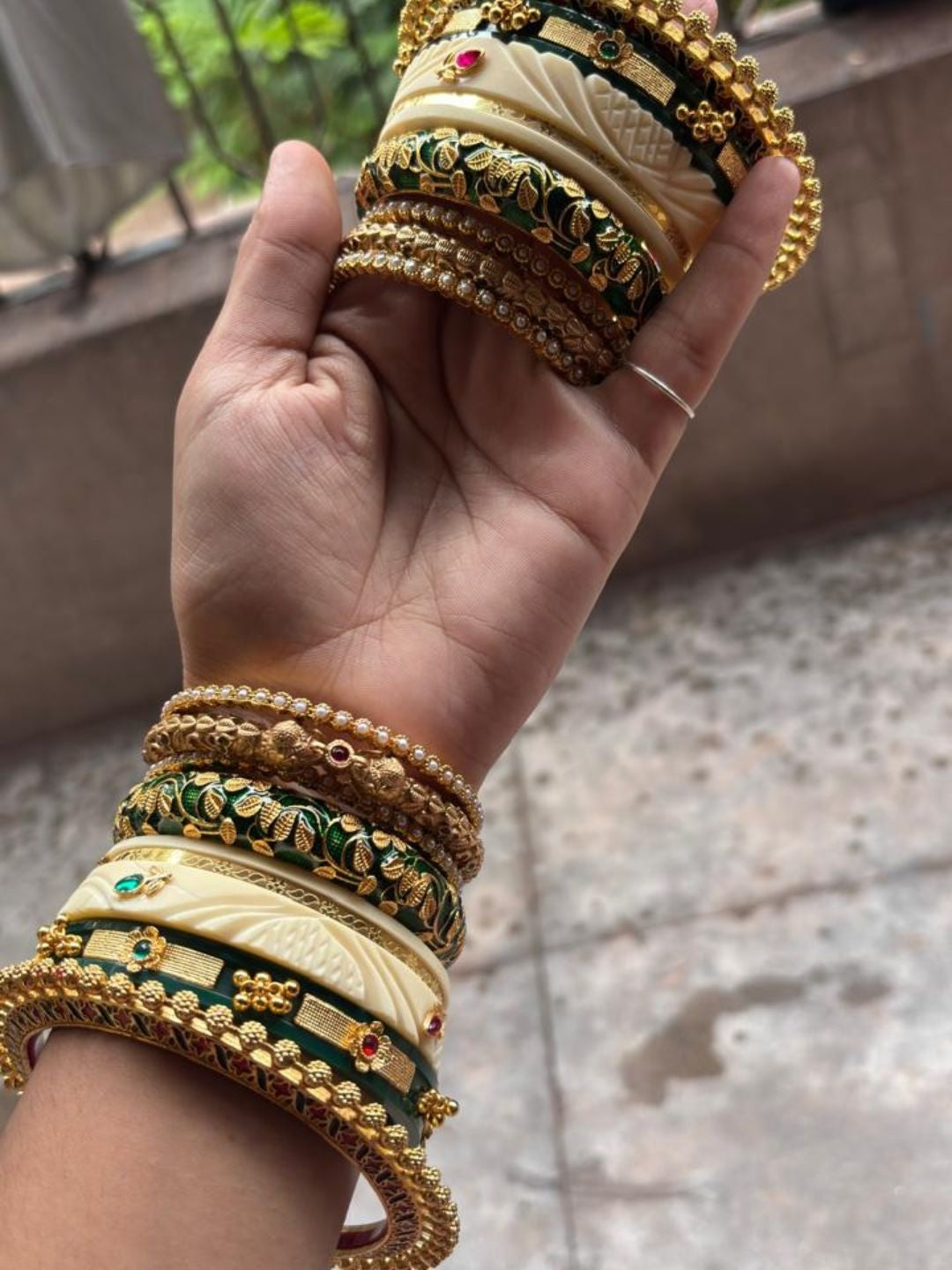 Ishhaara Green Ivory Chooda Set - handcrafted Indian jewellery