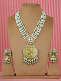 Ishhaara Green Jadau Kundan Meenakari Long Necklace Earrings Set