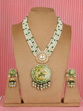 Ishhaara Green Jadau Kundan Meenakari Long Necklace Earrings Set