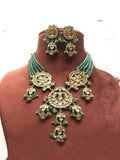 Ishhaara Green Kundan 3 Pendant Necklace