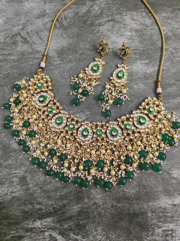 Ishhaara Green Kundan Bridal necklace set