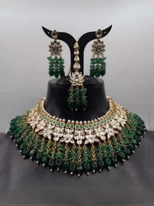 Ishhaara Kundan Choker Coral Tassel Necklace Set
