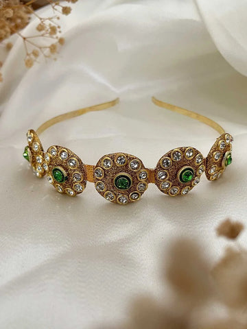 Ishhaara Green Kundan Ethnic Hair Band