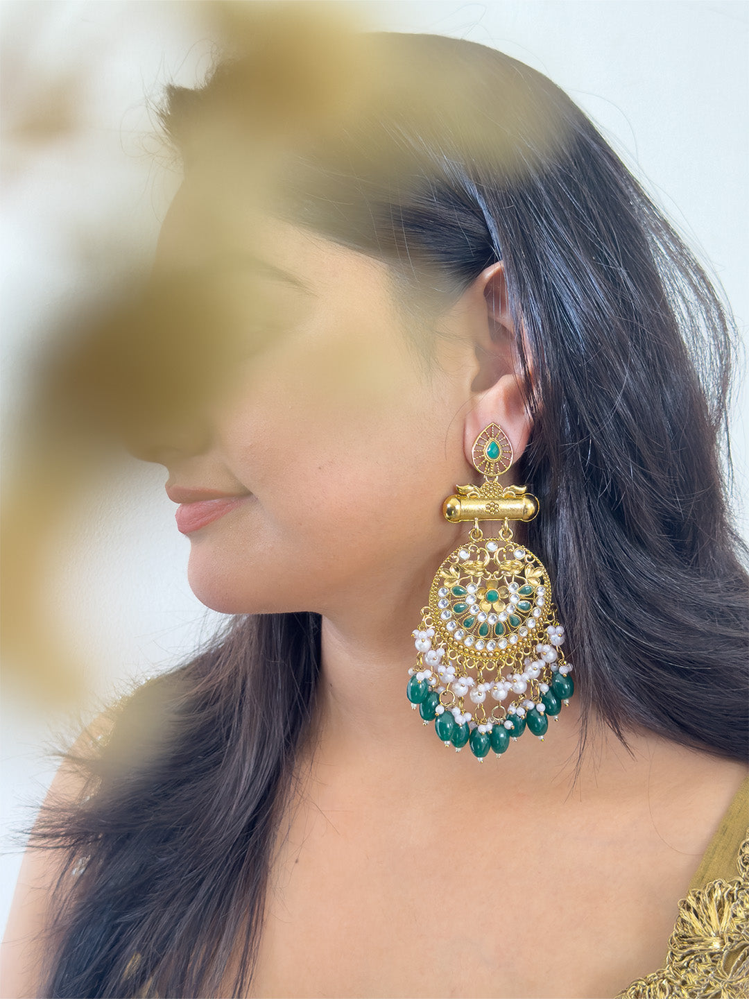 Ishhaara Kundan Long Designer Chandbali Earrings