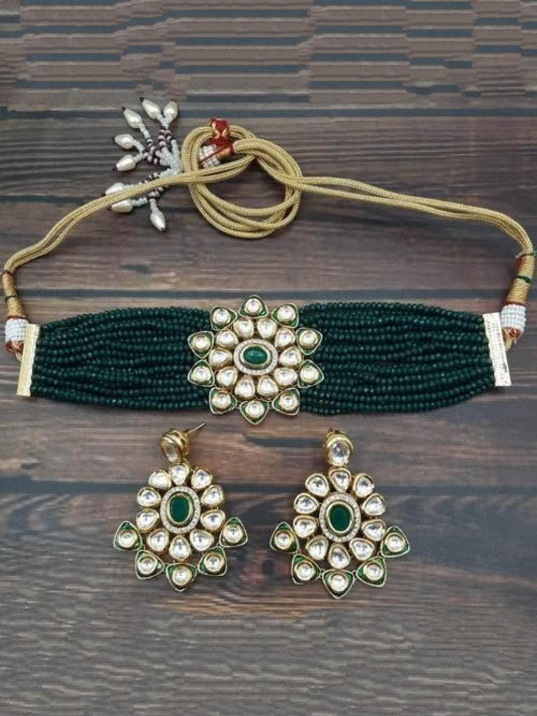 Ishhaara Kundan Meena Choker Necklace Set