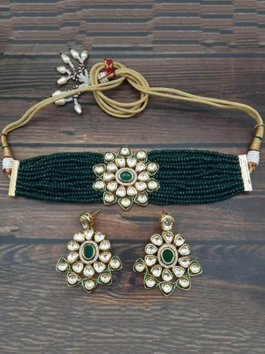 Ishhaara Kundan Meena Choker Necklace Set