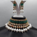 Ishhaara Green Kundan Multi Pearl Choker Necklace Set