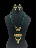 Ishhaara Green Kundan Onyx Beads Meenakari Mala