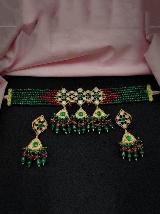 Ishhaara Kundan Pearl And Beads Choker Set