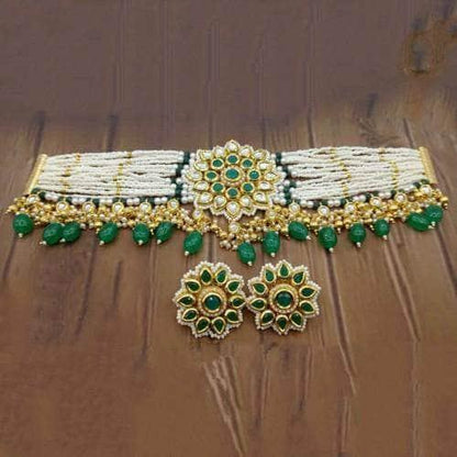 Ishhaara Kundan Pendant Moti Choker And Earring Set