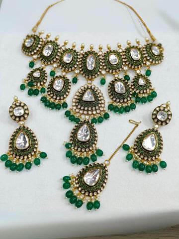 Ishhaara Green Kundan Polki Choker Set