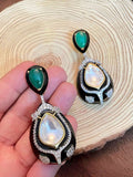 Ishhaara Green Kundan Polki Dangler Earrings