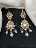 Ishhaara Green Kundan Studded Drop Earrings