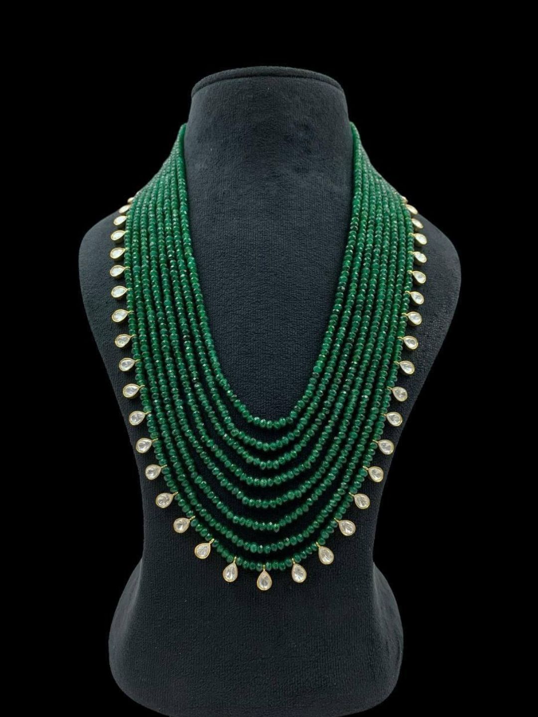 Ishhaara Green Kundan Studded Multilayered Necklace