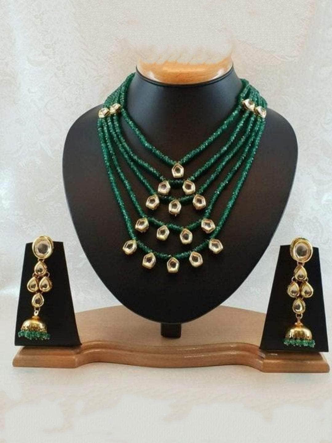 Ishhaara Layered Beaded Necklace Kundan Hanging