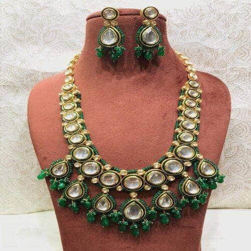 Ishhaara Long Emerald Kundan Necklace
