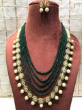 Ishhaara Green Long Onyx Kundan Necklace