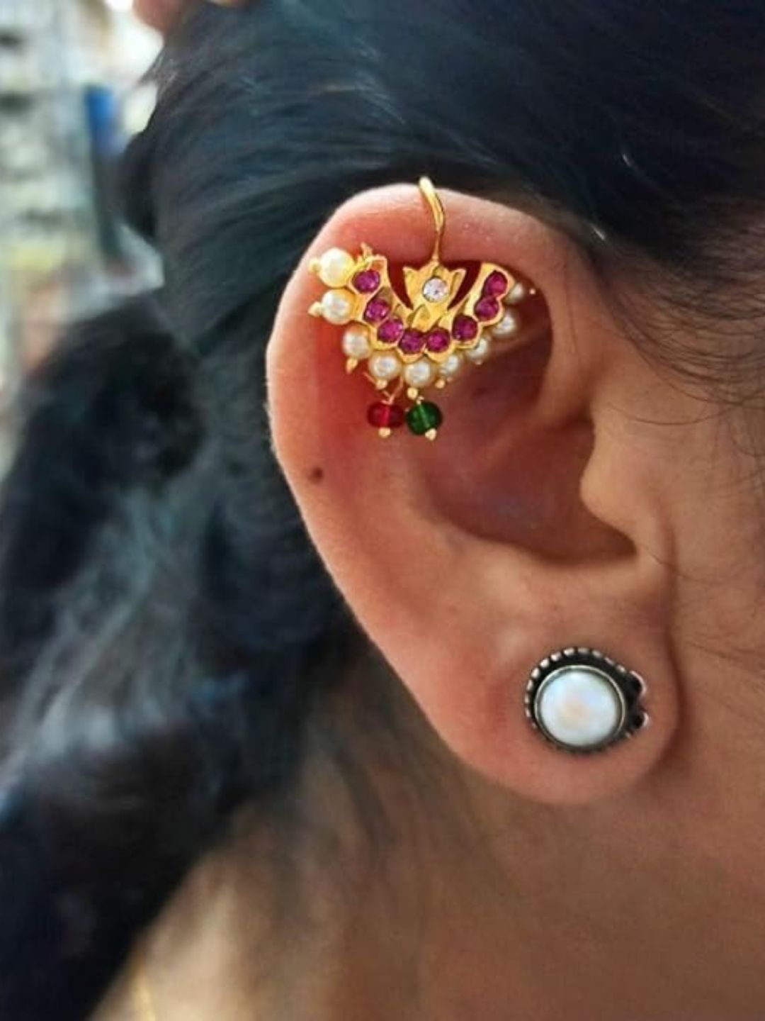 Ishhaara Green Maharashtrian Bugadi Earrings