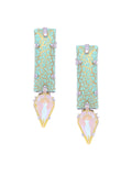 Ishhaara Green Marble Crystal Drop Earrings - Green