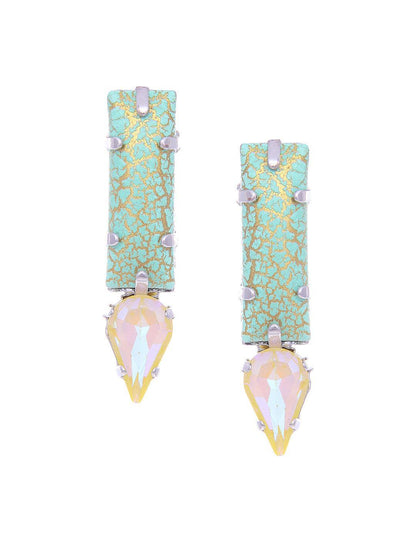 Ishhaara Marble Crystal Drop Earrings Green
