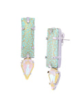 Ishhaara Green Marble Crystal Drop Earrings - Green