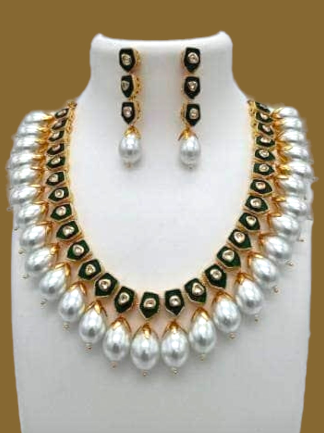 Ishhaara Meena Drop Pearls Necklace And Earring Set